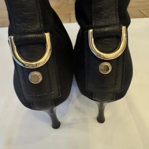 Gucci vintage black canvas tall high heeled boots size 7
